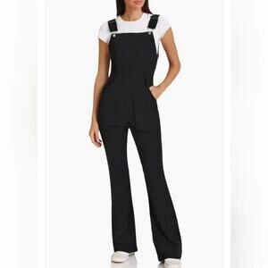 Avec Les Filles NWT Women's Black Flare Leg Corduory Jumpsuit Size S